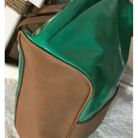 Nine West Purse Green Glossy Finish Double Handle Shoulder Bag - Picture 2 of 8